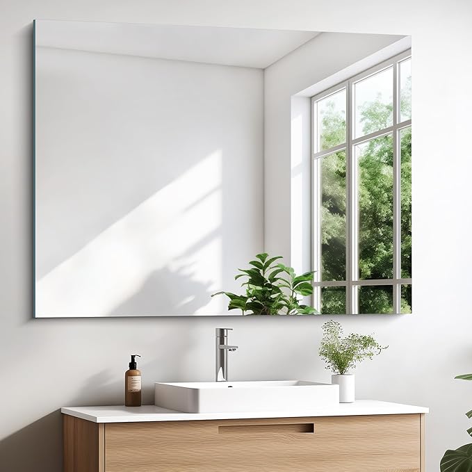 KOCUUY Frameless Mirror, 30"x40" Bathroom Mirror for Over Sink, Unframed Vanity Mirror, Large Rectangle Mirror for Wall, Upgraded Shatterproof, Wall Mirror for Bathroom, Bedroom, Living Room, Entryway