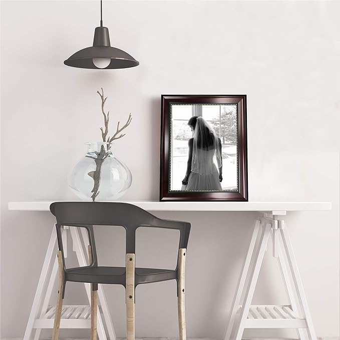 GraduationMall 8x10 Picture Frames, Real Glass, Display Photos for Wall or Tabletop, Mahogany with Gold Beads, 2-Pack