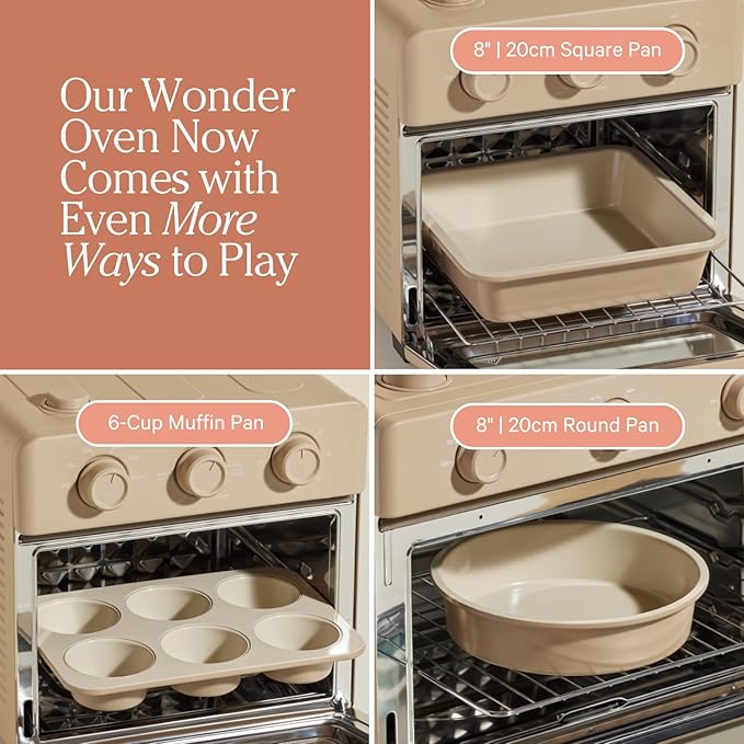 Our Place Wonder Oven Baker’s Kit – 3-Piece Toxin-Free Ceramic Nonstick Bakeware Set (8” Round, 8” Square, 6-Cup Muffin Pan) - Oven-Safe up to 450°F - Steam