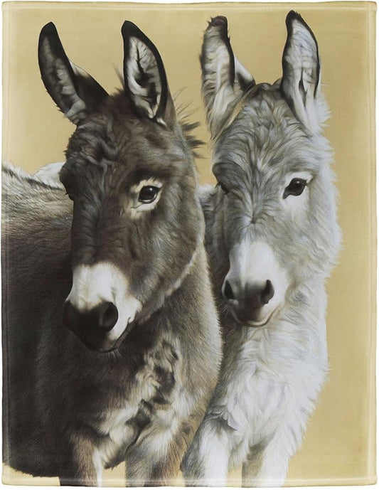 Donkeys Blanket Cute Animals Fleece Blanket Soft Fuzzy Plush Throw Blankets for Couch Bed 50"x60"