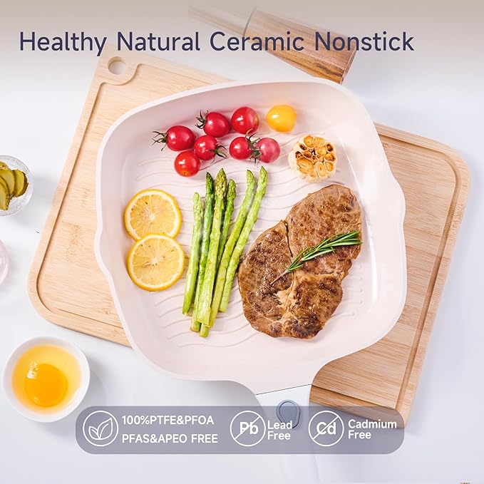 JEETEE 22pcs NonStick Ceramic Induction Cookware Sets, Pots and Pans With Removable Handles, Kitchen Non Toxic Pot Sets PFAS & PFOA Free