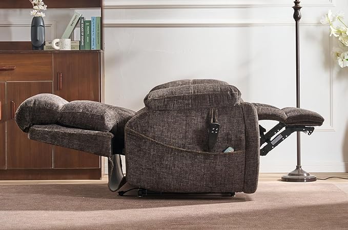 Power Lift Recliner Chair for Elderly, Oversized Lift Chair with Heat and Massage, 26in Extra Wide Recliner Chair for Big Man 400lbs, Hidden Cup Holder Lay Flat Recliner Chairs for Sleeping, Charcoal