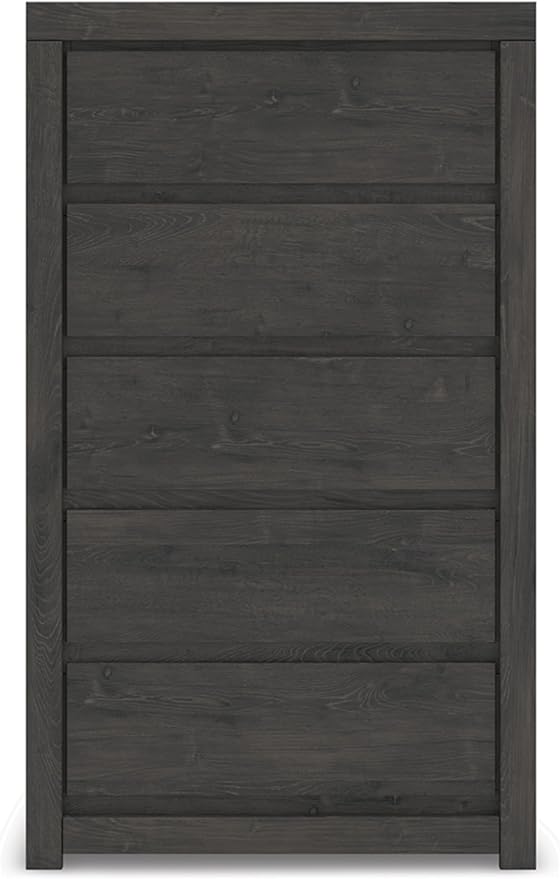Signature Design by Ashley Parlayon Casual 5-Drawer Chest of Drawers with Safety Stop, Gray