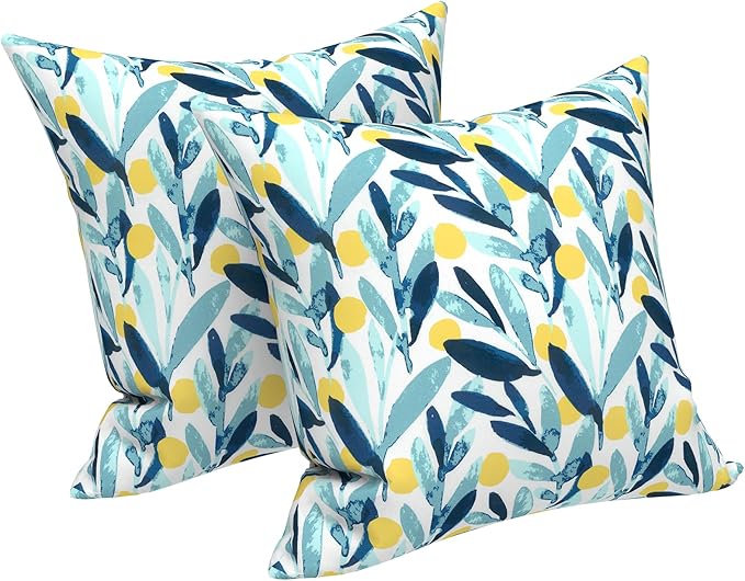 LVTXIII Outdoor/Indoor Throw Pillows, Decorative Throw Pillows with Inserts, 18"x18" Square Pillows for Bed, Couch, Sofa and Patio Furniture (Set of 2, Leaves Multi)