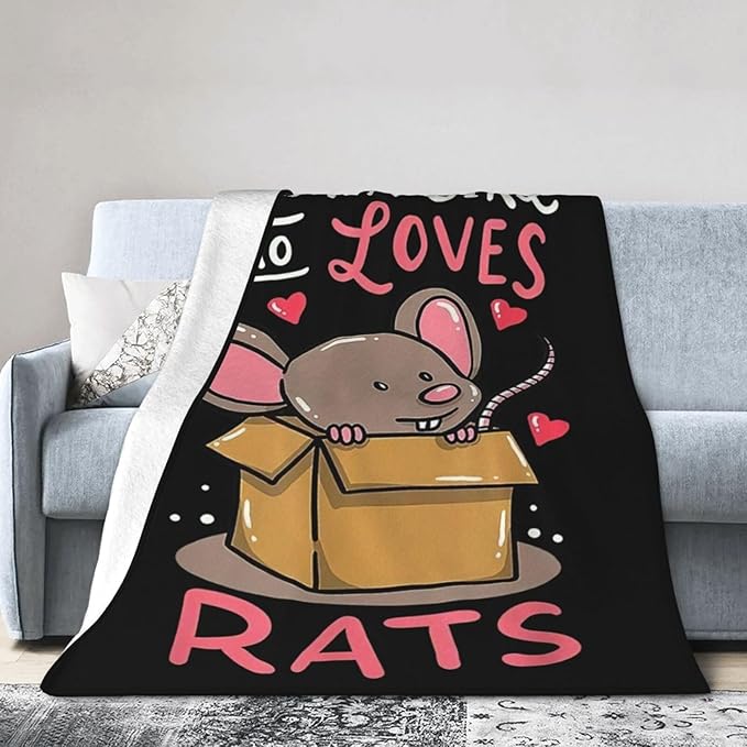 Just A Girl Who Loves Rats Blanket Soft Cozy Mouse Rat Plush Throw Blanket Warm Animal Flannel Fleece Stuff Decor Blanket Gifts for Lover Teens Kids Girls Boys Women Adults Bed Travel 40"x50"