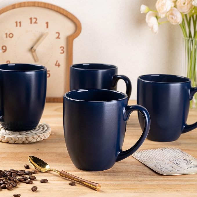 GBHOME 16oz Coffee Mugs Set of 6, Large Ceramic Coffee Mugs for Man, Woman, Dad, Mom, Modern Coffee Mugs Set with handle for Tea/Latte/Cappuccino/Milk/Cocoa. Dishwasher&Microwave Safe,Matte Blue