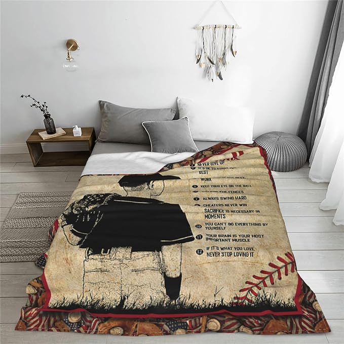 Baseball Blanket Baseball Decor Gifts Throw Blankets Cozy Fleece Flannel Blanket Soft Warm Plush Lightweight Blanket Baseball Gift for Boys Teens Kids for Couch Sofa Bed 50"X60"