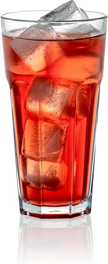 Red Co. Set of 6 Clear Glass 16 Fl Oz Drinking Highball Tumblers for Water, Juice, Beer, Cocktails