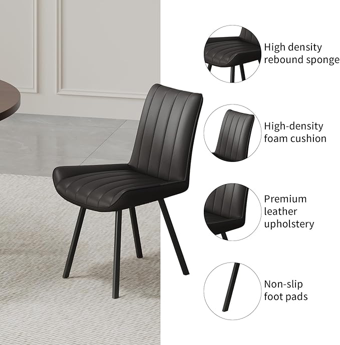 45.3" Walnut Round Dining Table Set with 4 Chairs – Mid-Century Modern Small-Space Kitchen & Dining Room Furniture for Apartment or Breakfast Nook (Boxwood – Table + 4 Black Chairs)