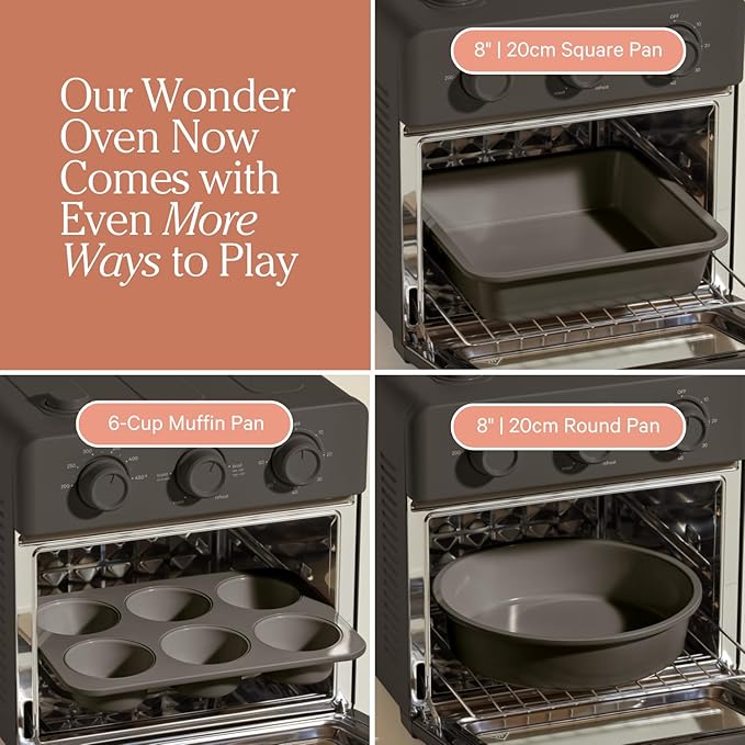 Our Place Wonder Oven Baker’s Kit – 3-Piece Toxin-Free Ceramic Nonstick Bakeware Set (8” Round, 8” Square, 6-Cup Muffin Pan) - Oven-Safe up to 450°F - Char
