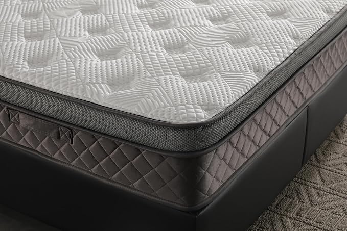 Ottomanson Queen 12” Eurotop Hybrid Mattress - Premium Quilted Cover - Made in USA - Medium-Firm Support - Individually Pocketed Coils & CertiPUR-US Foam - Fiberglass-Free - Bed in a Box