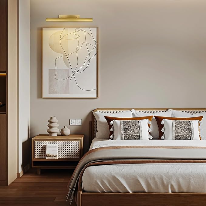 Brass Picture Light, 30inch Picture Lights for Wall, Hardwired Wall Lights for Picture, Large Wall Picture Light, Dimmable Picture Lights, Art Light for Painting Display Artwork Portrait