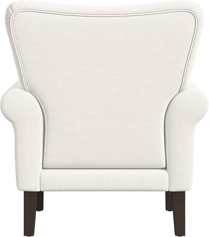 HomePop Home Decor | Upholstered Rolled Arm Accent Chair | Accent Chairs for Living Room & Bedroom | Decorative Home Furniture - Cream Solid Woven