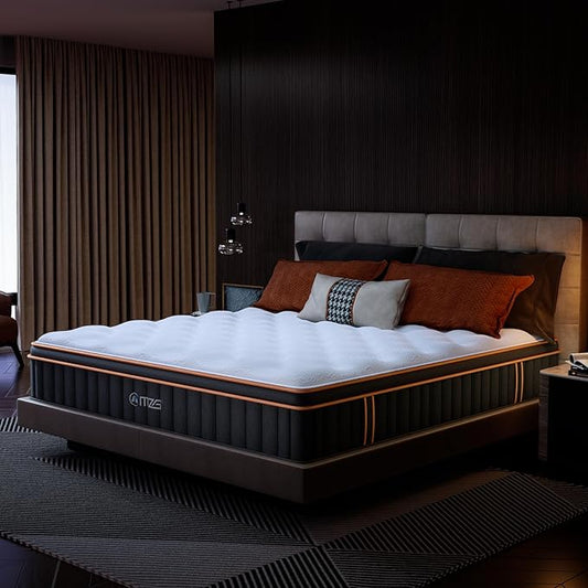 12 Inch King Size Plush Hybrid Mattress, Gel-Infused Memory Foam Pillow Top & Individually Wrapped Pocket Coils, Cooling & Breathable, CertiPUR-US Certified, Fiberglass-Free, Mattress in a Box