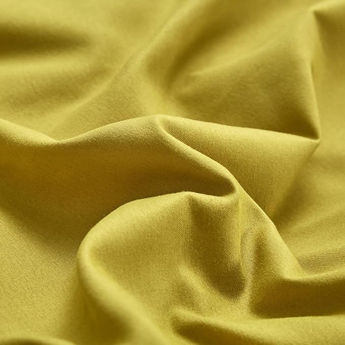 CLOTHKNOW Moss Green Comforter Set California King 3Pcs Yellow Bedding Comforter Sets Solid Comforter and 2 x Pillowcases