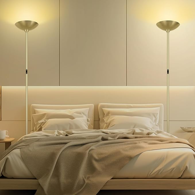 Stepless Dimmable Floor Lamp,30W 3000LM Super Bright LED Torchiere Floor Lamps with Remote & Touch Control,71 In Tall Modern Pole Standing Lamp for Living Room Bedroom Office,2700k-6500k,Golden