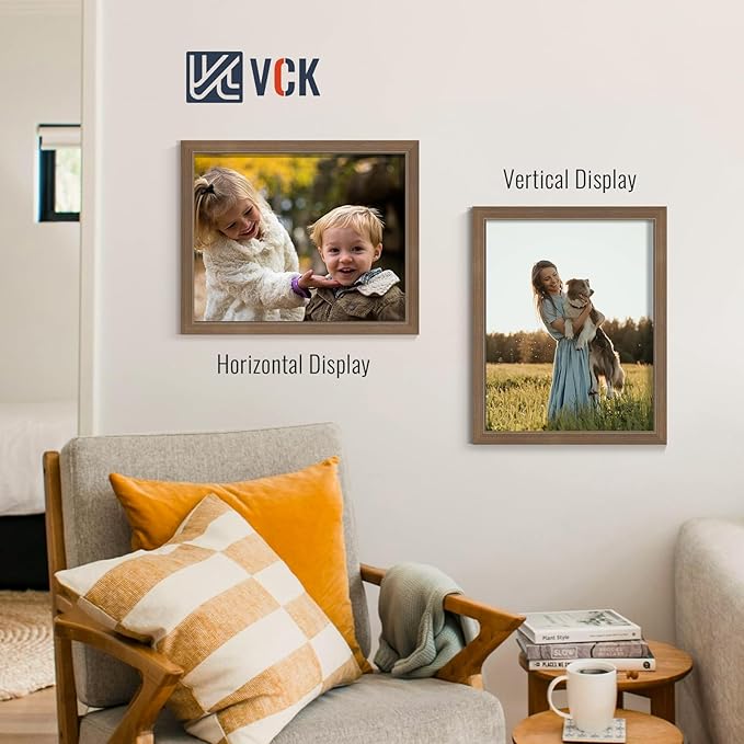 VCK 16x20 Brown Poster Frames 3 Pack, High-End Wood Wide Border Picture Frame,Multi-Directional Display Family Photos, Office Prints, Studio/Gallery/Home Artwork