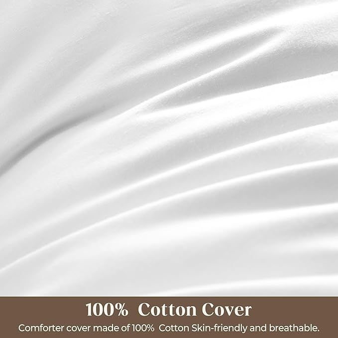 Goose Down Feather Pillows, Soft Bed Pillows Queen Size Set of 2, 100% Soft Cotton Shell,Gusseted Hotel Pillows for Back, Stomach or Side Sleepers