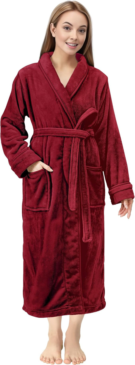 NY Threads Premium Womens Robe, Plush Fleece Long Bath Robe for Women, Fluffy Soft Women's Bathrobe