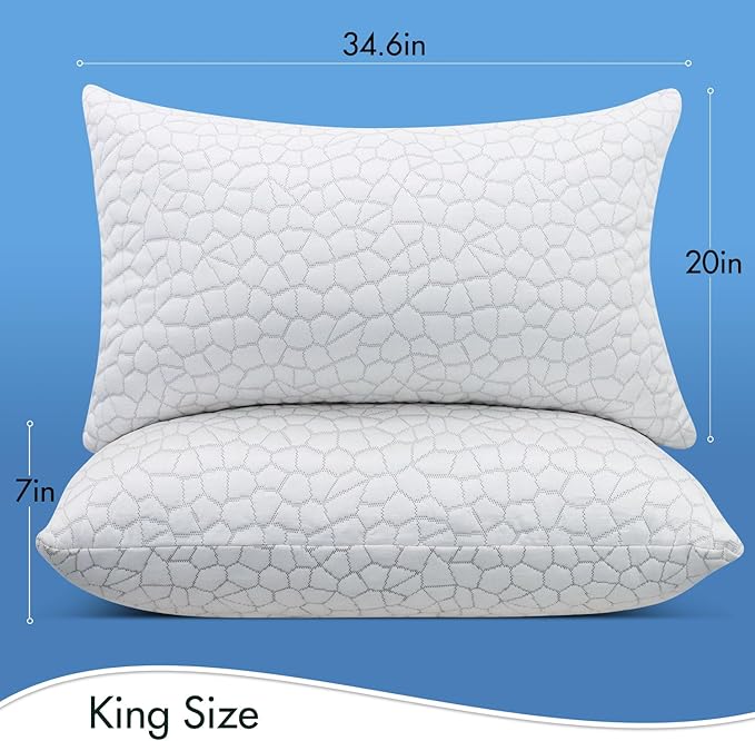 SUPA MODERN Cooling Bed Pillows for Sleeping 1 Pack Shredded Memory Foam Pillows Adjustable Cool Pillow for Side Back Stomach Sleepers Luxury Gel Pillows King Size with Washable Removable Cover