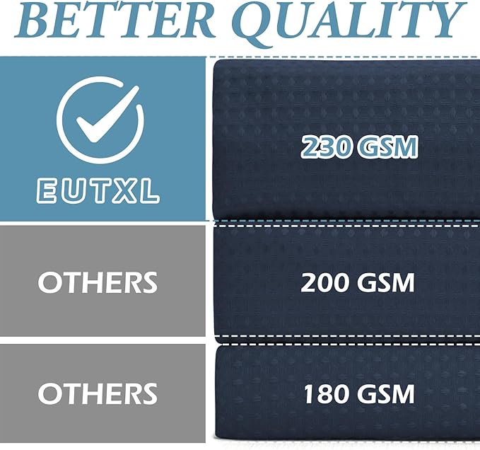 Navy Blue No Hook Shower Curtain with Snap in Liner,230GSM Waffle Weave Shower Curtains for Bathroom,71W x 74H