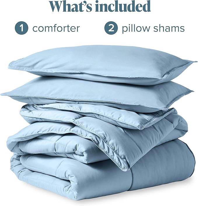 Bare Home Comforter Set - King/California King Size - Ultra-Soft - Goose Down Alternative - Premium 1800 Series - All Season Warmth (King/Cal King, Light Blue)