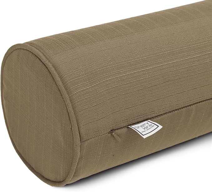 Sherry Kline Sunrise Indoor/Outdoor Neck Bolster Corded Edge Filled Pillow Khaki 6"x18" Set of 2