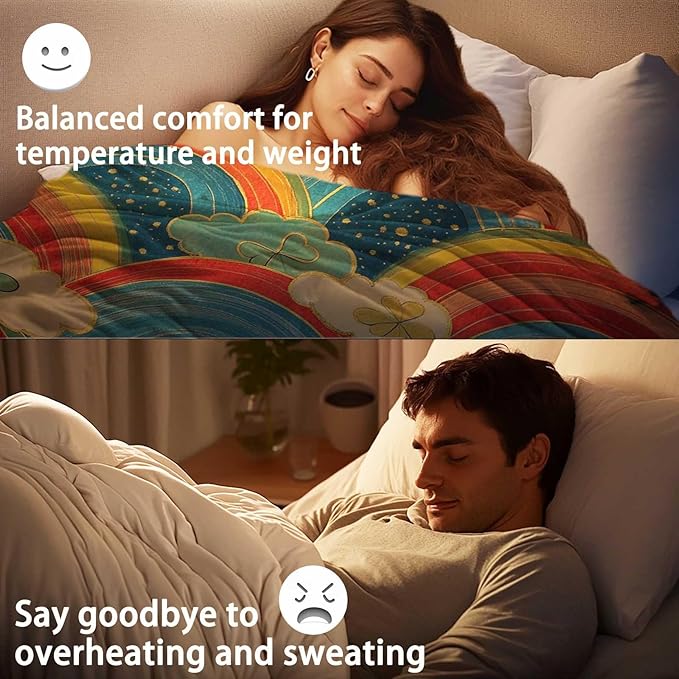 Rainbow Throw Blanket for Women Girls, St Patricks Day Clover Decor for Living Room and Bedroom, Fluffy Lightweight Fleece, Giftable, 50x60 Inches