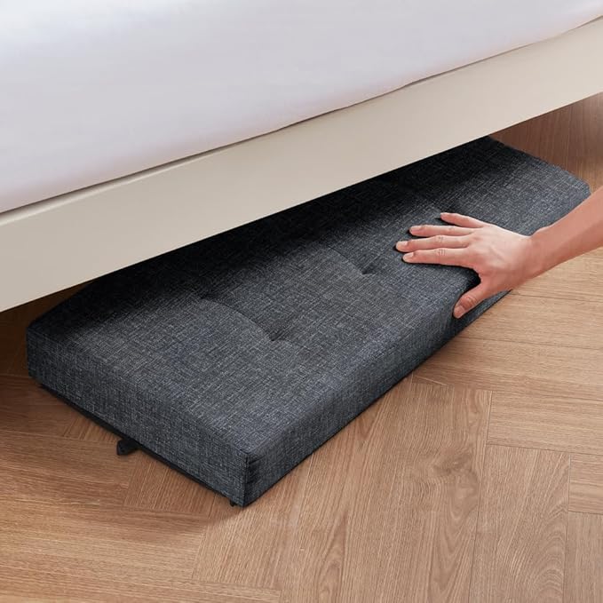 Ornavo Home 30 Inch Storage Ottoman, Large Storage Bench, Ottoman with Storage with Legs, Foot Rest Stool, Bedroom Bench - Black