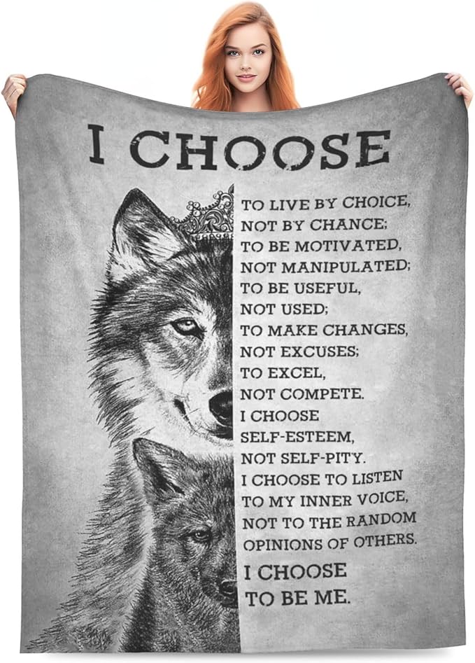 Wolf Blanket Wolfs Throw Blankets Black and White Wolf Gifts for Men Women Adults Boys Girls Fleece Flannel Blanket Plush Bedding for Couch Sofa Bed Room Decor 50"X60"