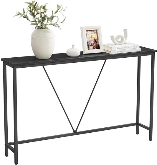 VASAGLE Console Sofa Table, Narrow Entryway Table, for Living Room, Bedroom, Easy Assembly, Charcoal Gray and Ink Black ULNT020B04