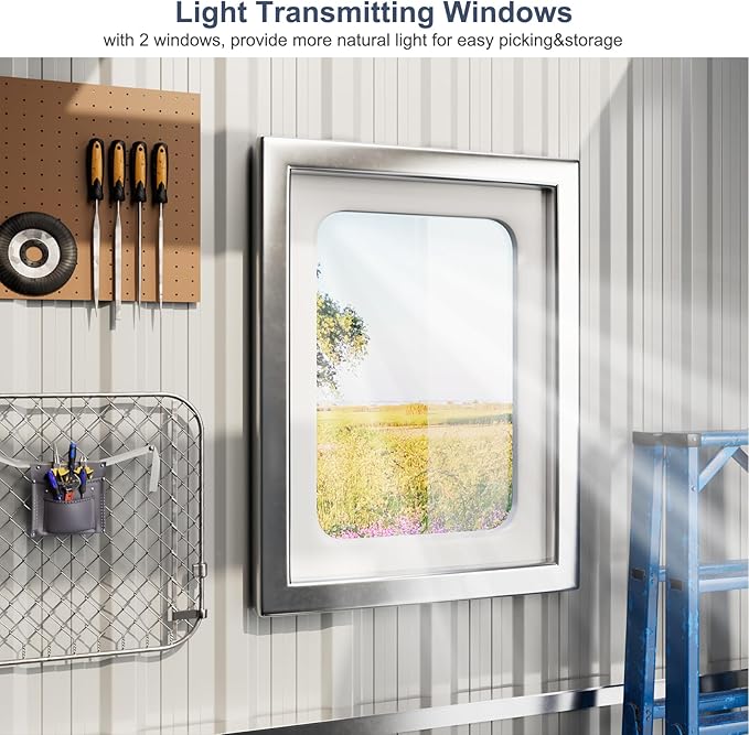 Restland 10x12 FT Outdoor Storage Shed Reinforced Frame Metal Shed with Clear Roof, Air Vent & Lockable Door Large Garden Tool Storage Sheds for Backyard, Garden, Lawn