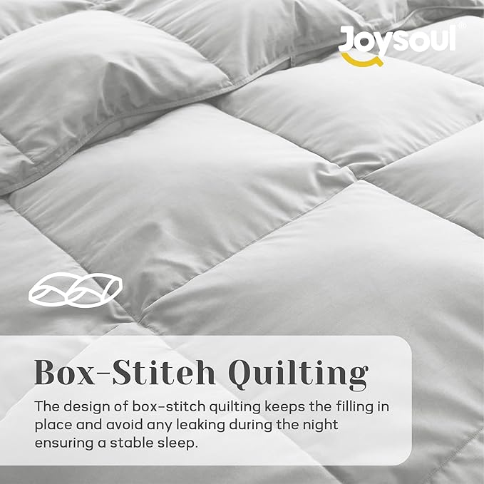 Joysoul California King Size Down Comforter - All Season Ultra Soft Goose Down & Feather Fiber Fill, Luxury Hotel Light Gray Duvet Insert with Corner Tabs (104" X 94")