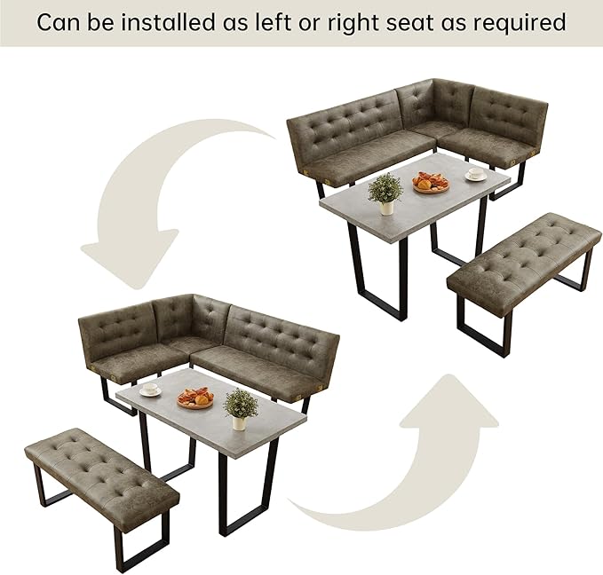 3-Piece Corner Dining Table Set with Bench, 70 Inch Space-Saving Breakfast Nook for Kitchen & Dining Room, Brown