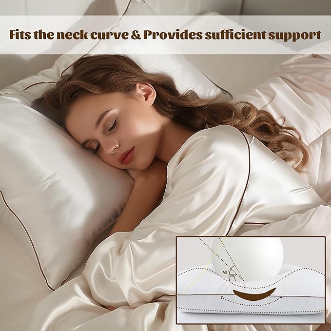 Bafode Goose Feather Pillows, Bed Pillows, Standard Size Set of 2, Hotel Pillows for Sleeping, White Pillows Soft Down Alternative Pillows 20x26