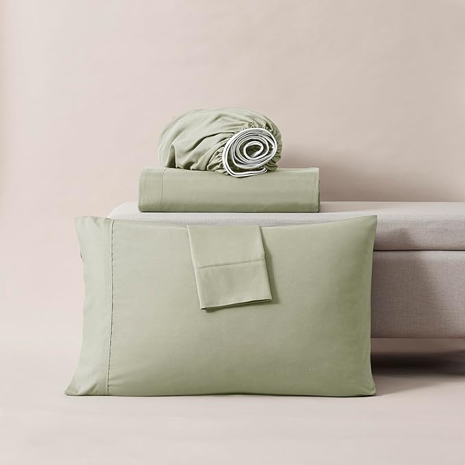 Nestl King Sheet Set - Luxury 1800 Ultra-Soft Microfiber King Bed Sheets - Double Brushed - Deep Pockets - Easy Fit - 4 Piece Set - Bedding Sheets & Pillowcases (King, Light Green)