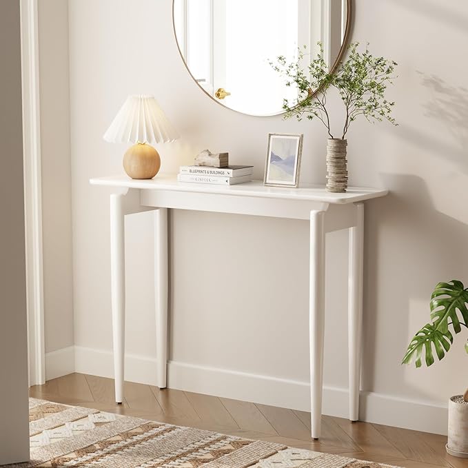 Wood Console Table Walnut Entryway Table, Thin Console Table, Sofa Tables for Living Room (39.4'')