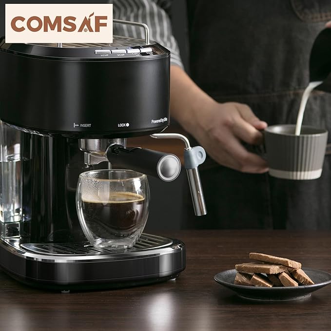 ComSaf 8oz Glass Coffee Mugs Set of 6, Double Walled Insulated Thermal Mugs for Latte Cappuccino Cocoa Milk Cafe Juice Tea, Clear Espresso Cups Set Glassware Gift for Christmas Birthday