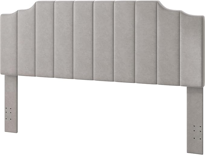 King Size Headboard Only, Velvet Wall Mounted Headboard King for Adjustable Bed Modern Upholstered Head Board Easy Assembly, Gray
