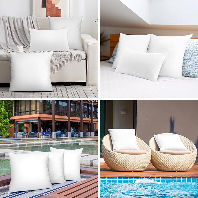 Pack of 2 18x18 Outdoor Pillow Inserts, Water Resistant Throw Pillow Inserts, Cushion Inner Pads for Patio, Furniture, Sofa, Bed, Living Room, Garden Decorative Waterproof Pillow Inserts