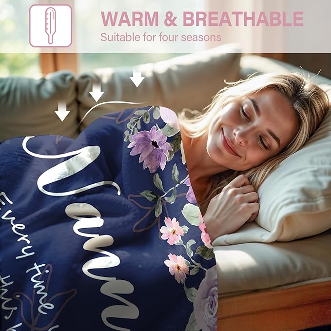 Nanny Gifts from Grandchildren, Birthday Gifts for Nanny Blanket, Flannel Grandma Blanket for Sofa Couch Room, We Love You Blanket 50" x 60"