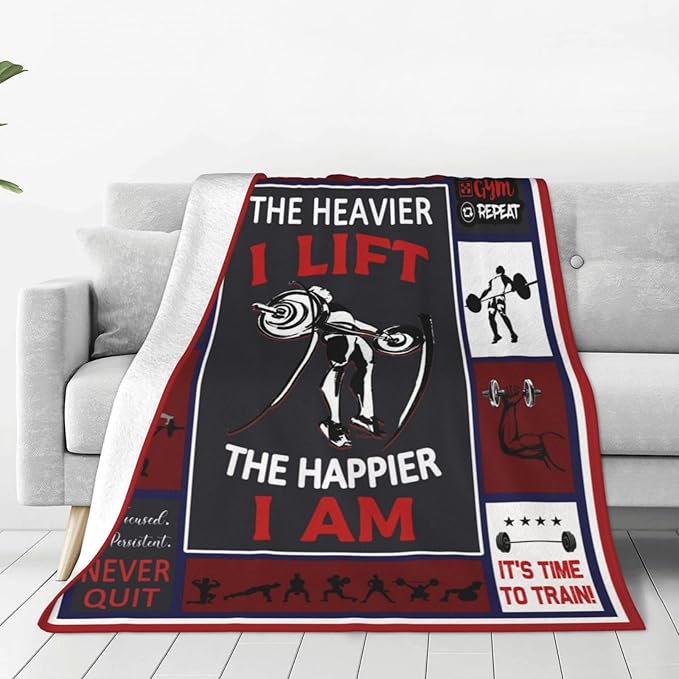 Wsradto Weightlifting Blanket Weightlifting Throw Blanket Fitness Sport Throws Gym Lover Gifts for Men Women Girls Fleece Flannel Plush Blankets Decor for Bed Sofa Stadium Gymnasiumr 40"X50"