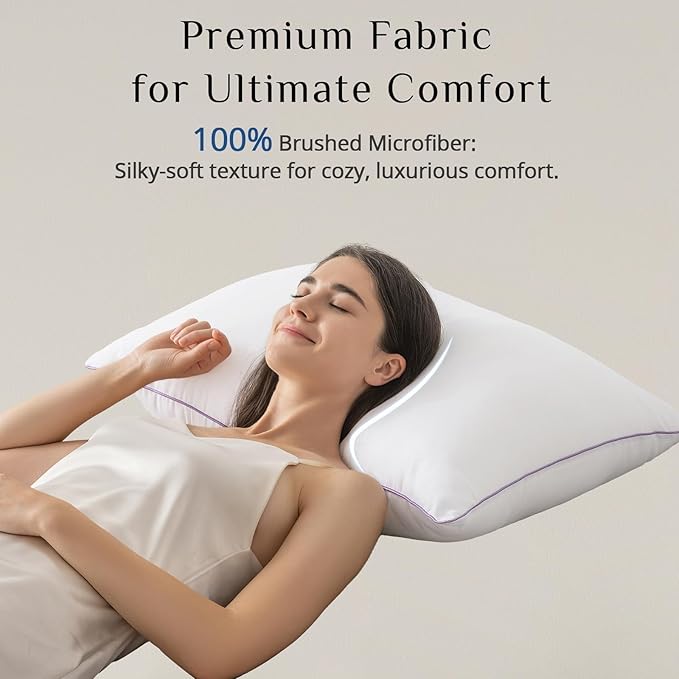 JOLLYVOGUE Pillows Queen Size Set of 4, Washable Supportive Bed Pillows with Super Soft Down Alternative Fill, Luxury Fluffy Hotel Quality for Side, Back, and Stomach Sleepers