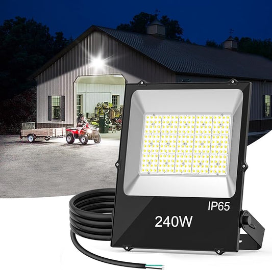 240W LED Flood Light 33600LM Super Bright Outdoor 5000K Security Lights ETL Listed 100-277V Waterproof Commercial Street Area Lighting for Garage Yard Parking Lot