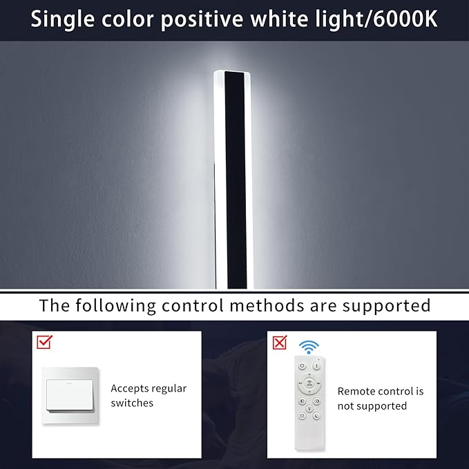 Mikeru 31.4inch Long Led Wall Light, 6000k Cool White Modern Outdoor Wall Light Ip65 Waterproof Black Acrylic Porch Exterior Lighting Fixtures, Exterior Wall Mount Lights for Garage Front Door
