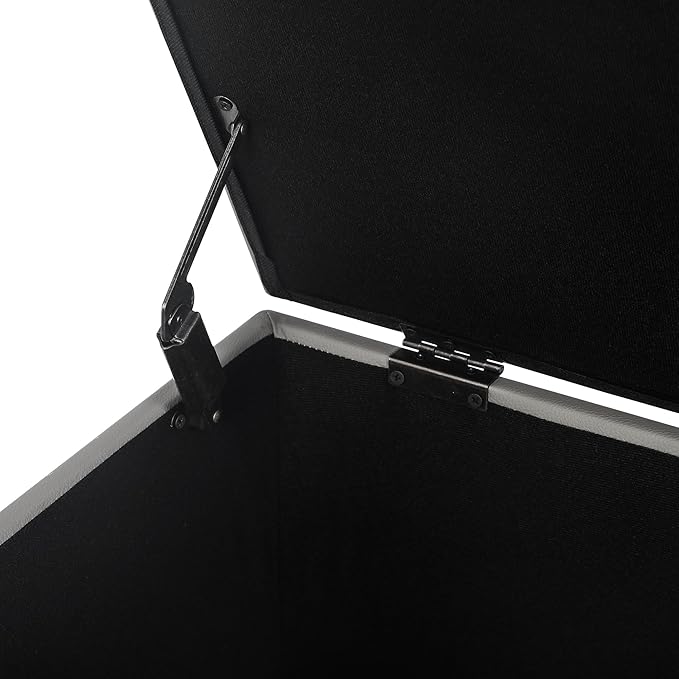 Asense 24'' Small Square Ottoman with Lift Off Lid, Storage Cube Leather Ottoman for Foot Rest, Footstool for Dorm, Living Room, Bedroom,Slate Gray