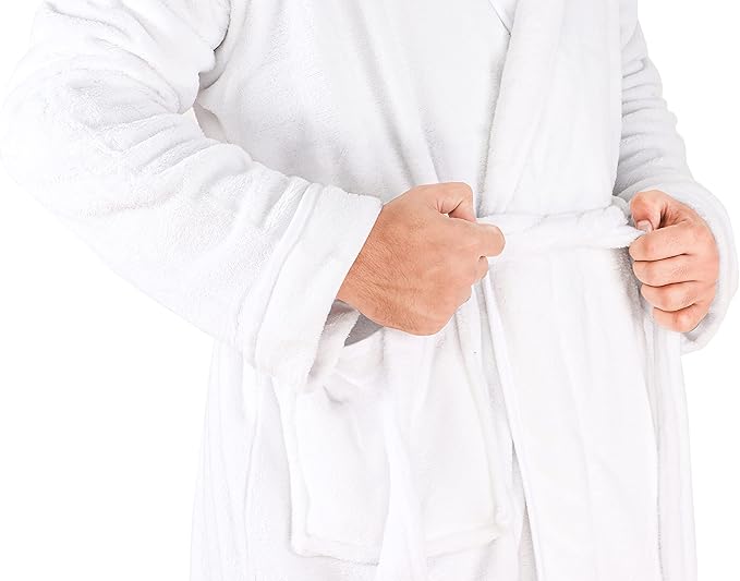 NY Threads Mens Robe with Hood, Luxury Plush Fleece Hooded Mens Bathrobe, Spa Bath Robe for Men