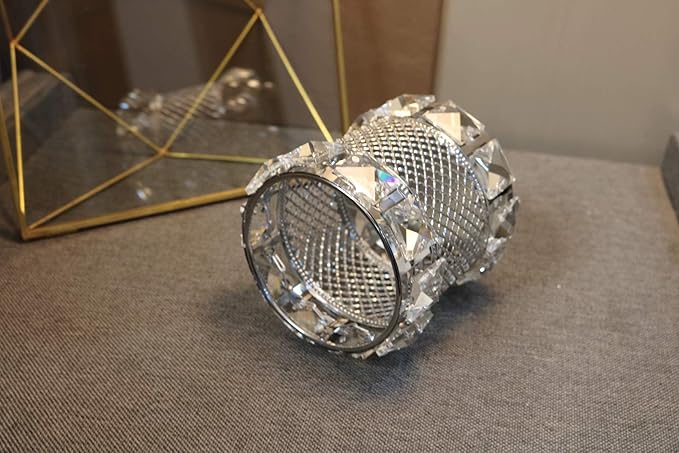 CY craft Silver Makeup Brush Holder Organizer,Handcrafted Vintage Cosmetics Brushes Eyebrow Pencil Pen Cup Collection, Crystal Flower Vase Desk Dresser Decoration and Storage,4.7 x 4 Inch