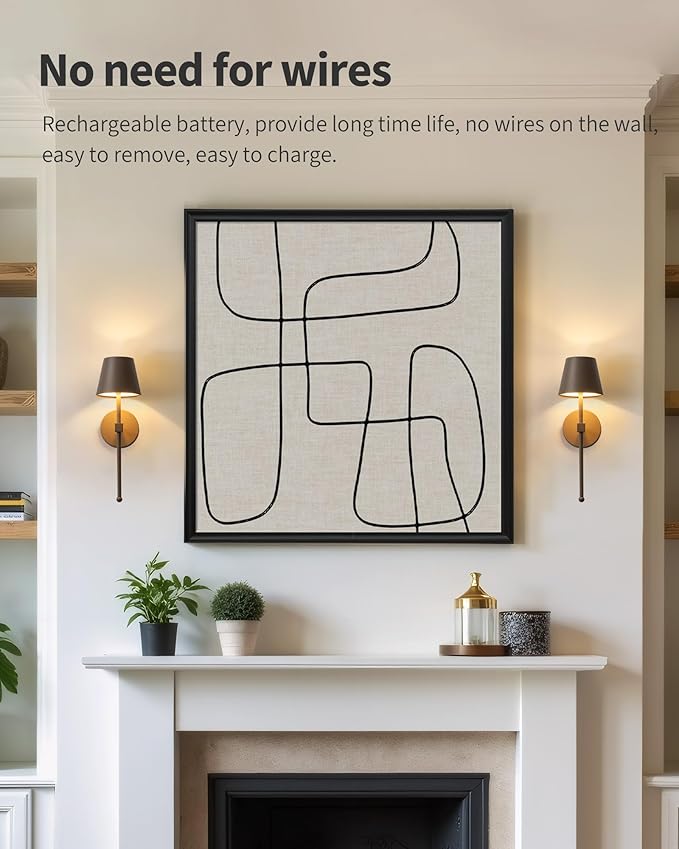 KDG Cordless Wall Sconces Set of 2, Wireless 5200mAh Rechargeable Battery LED Wall Lamps, Wall Lightings for Wall Painting, Outdoor, Garden, Living Room, Bedside, Hallway, Gifts, Night Light (Brown)