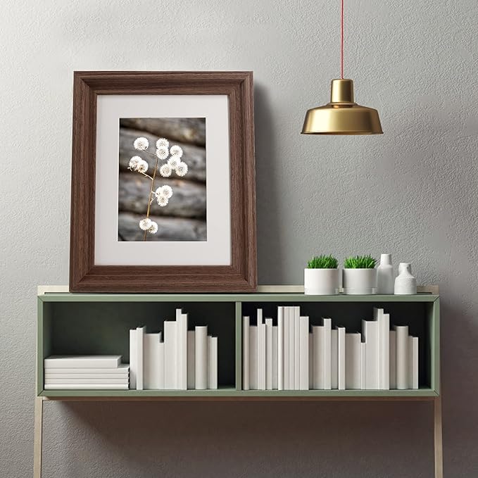 GraduationMall 8x10 Wooden Picture Frames,Display Photos 5x7 with Mat or 8x10 Without Mat,Real Glass,Wall or Tabletop Display,Rustic Brown Set of 2
